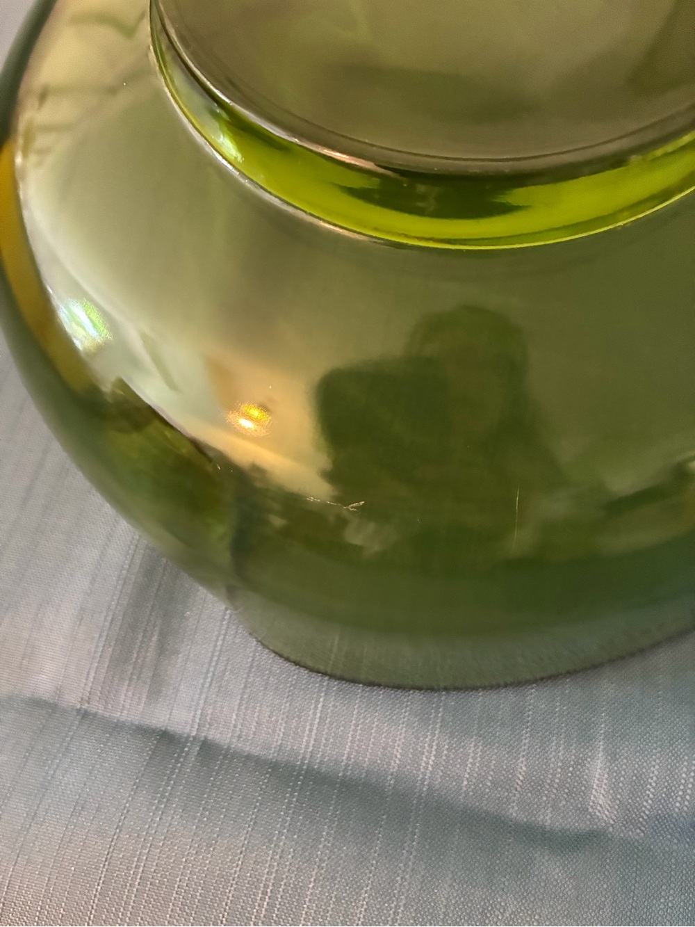 Vintage MCM Anchor Hocking Avocado Green Pinched Glass Chip & Dip Bowl Set 1970s - Picture 8 of 9